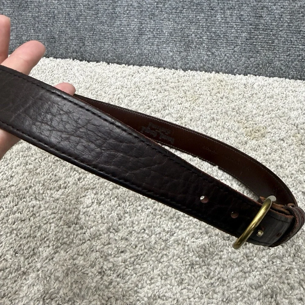 Footloose and Fancy‎ Things Bison Leather belt men's size 36 brass buckle brown